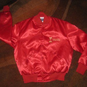 VTG 90s Holloway Red Satin Snap Jacket Large F. J. Zattola Butler PA Made in USA